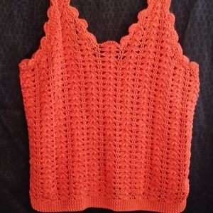Vintage Handmade Knitted Coral Tank Top (L)